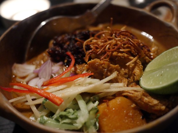 curried chicken noodles at farang
