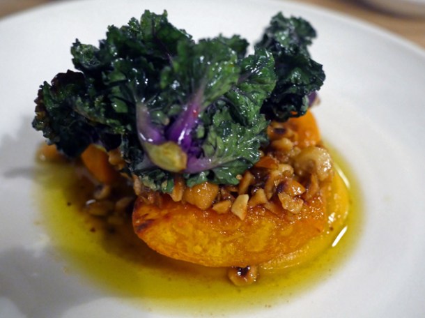 pumpkin, sprouting kale and hazelnuts at lyle's