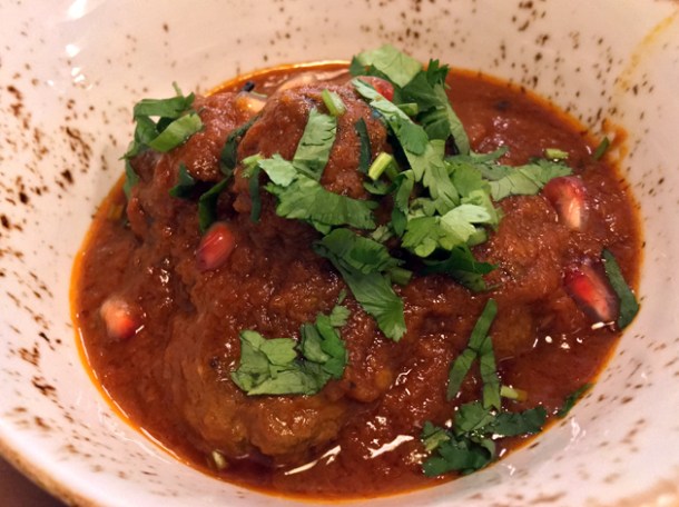 venison koftas in tomato sauce at darjeeling express