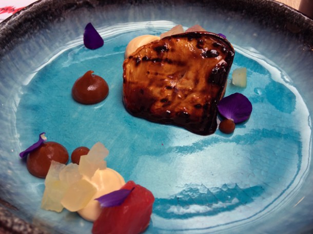 barbecued celeriac with pickled watermelon at magpie