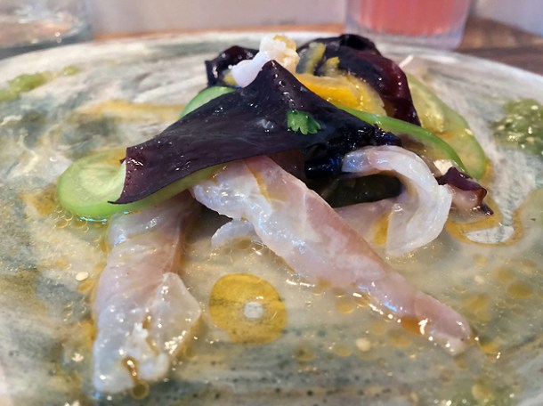 sea bream ceviche at breddos tacos soho