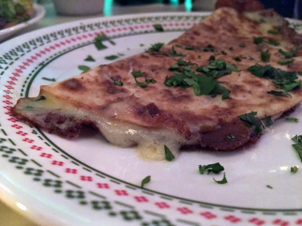 plain quesadilla at tacos del 74 dalston