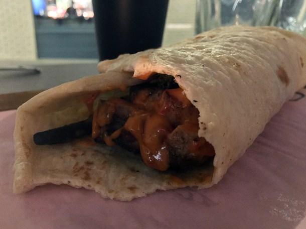 chicken shish kebab wrap at maison bab