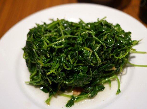 pea shoots in garlic at din tai fung covent garden