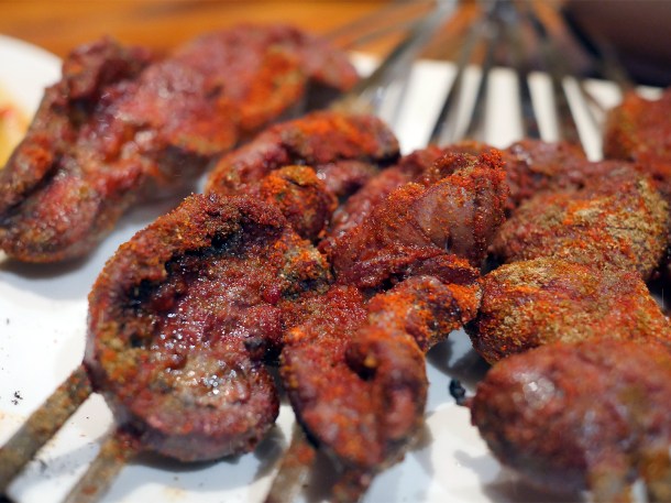 illustrative photo of the lamb kidney shish kebabs at silk road camberwell
