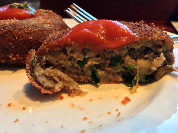 illustrative photo of the aubergine polpette from Lina Stores at Arcade Food Theatre Centre Point