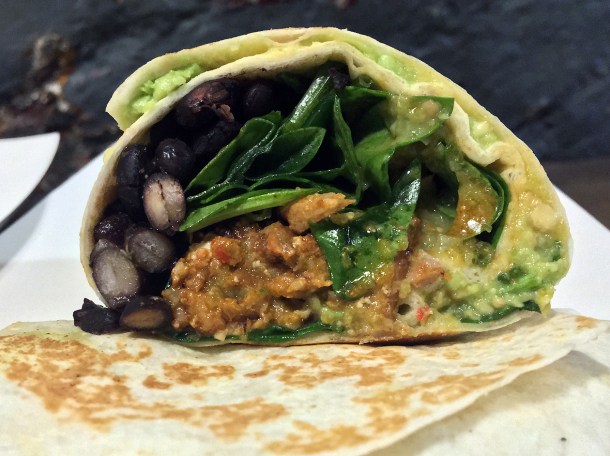illustrative photo of the beef burrito from Breddos at Flat Iron Square