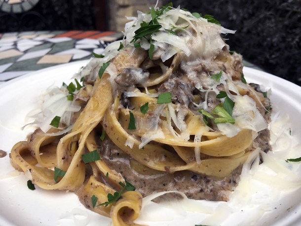 illustrative photo of the mushroom tagliatelle from La Nonna at Flat Iron Square