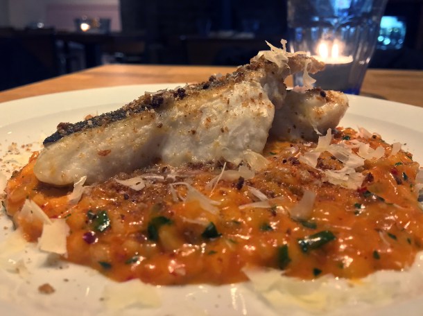 illustrative photo of the hake and nduja risotto at Lupins