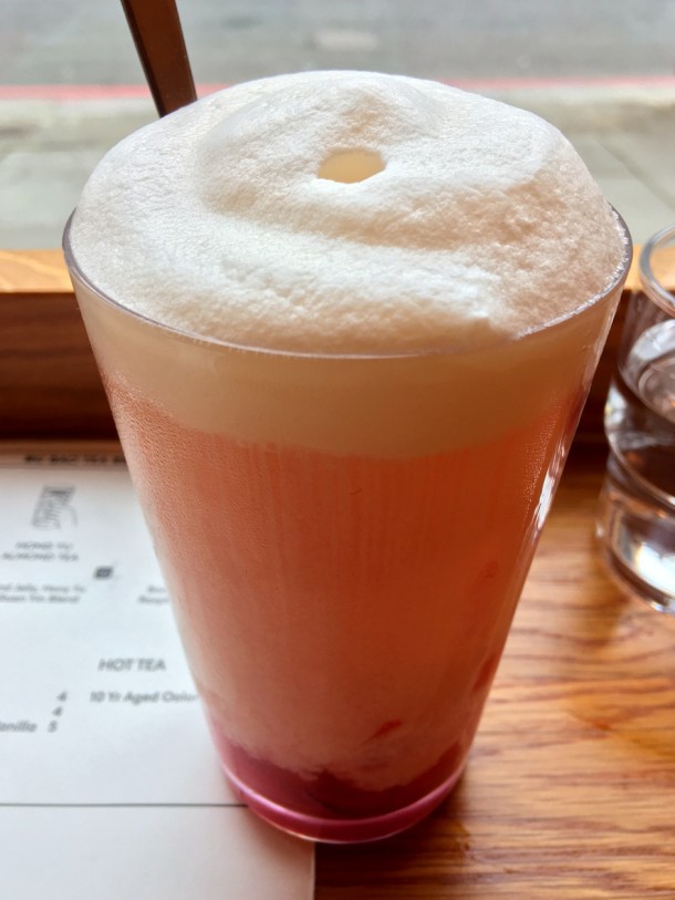 illustrative photo of the raspberry Yakult iced tea at Bao Noodle Shop