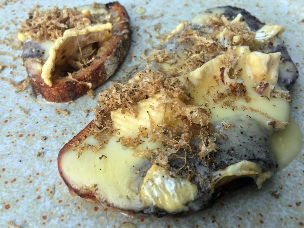 illustrative photo of the truffled Baron Bigod toast at Darby's