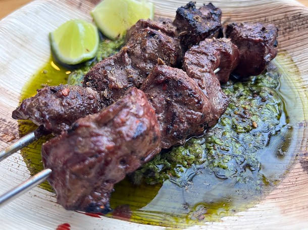illustrative photo of the ox liver skewer at Acme Fire Cult
