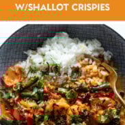 Thai shrimp curry in a bowl.