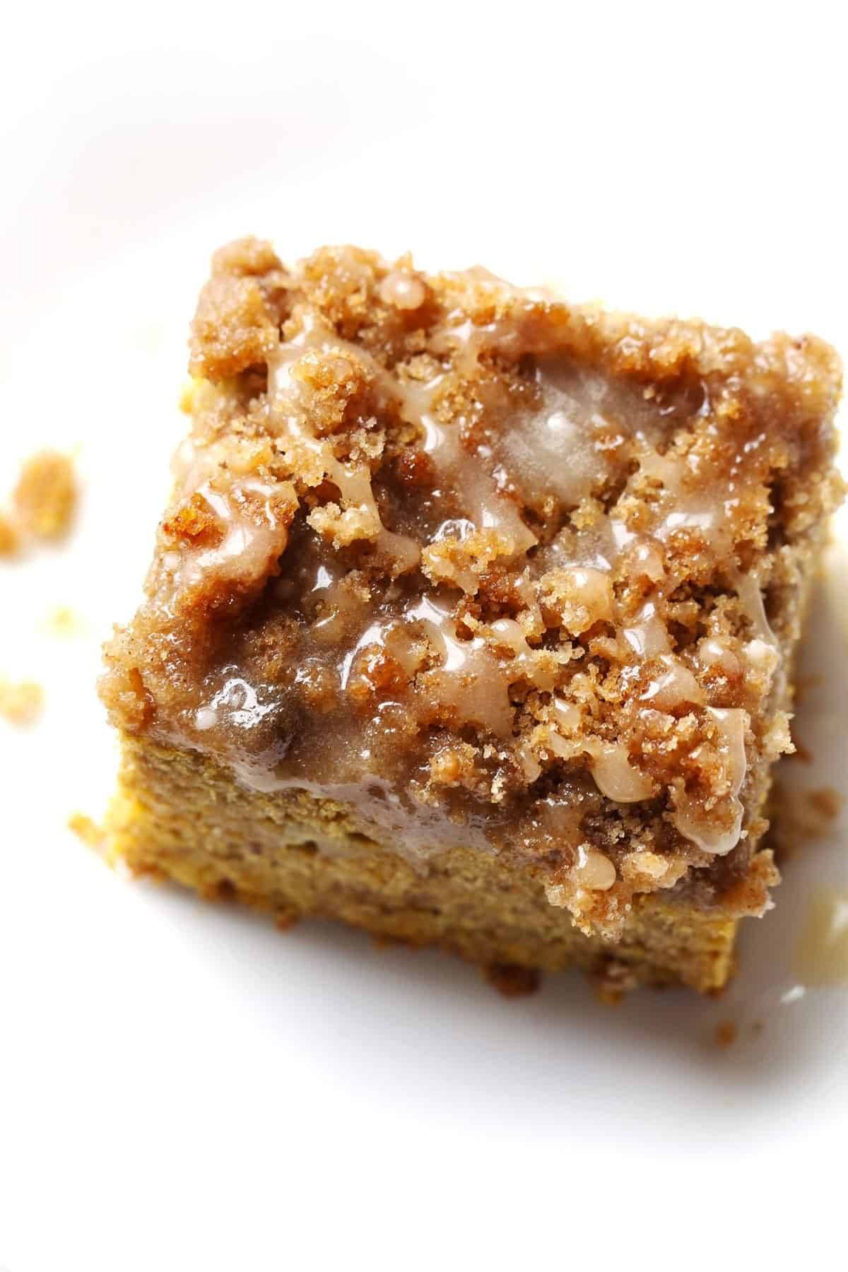Cinnamon Streusel Pumpkin Coffee Cake with Maple Glaze.